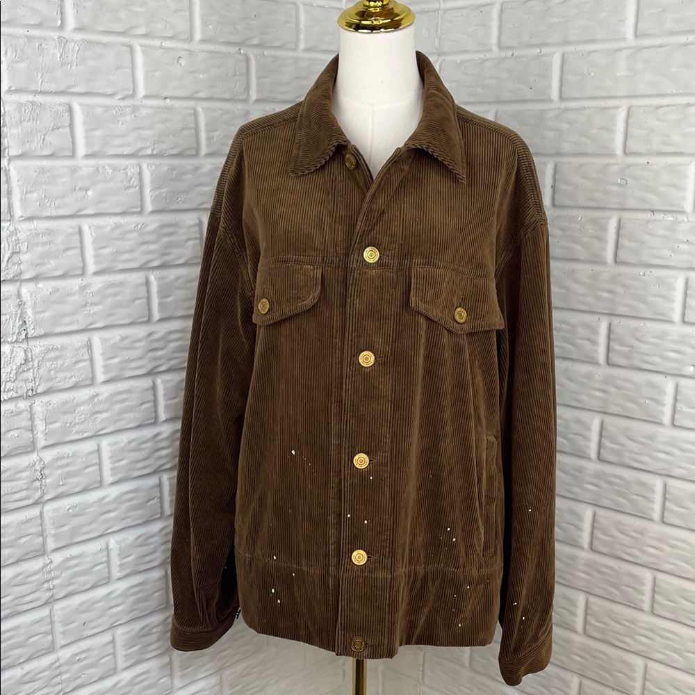 CROQUIS SKETCH CORDUROY PAINT SPATTER JACKET CHINESE LUXURY 100% COTTON SZ LG